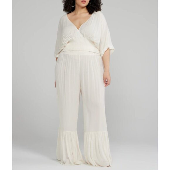NWT Fashion to Figure x Sarah Raw Vargas Women's Plus Size Cream Crop Set - Picture 1 of 16